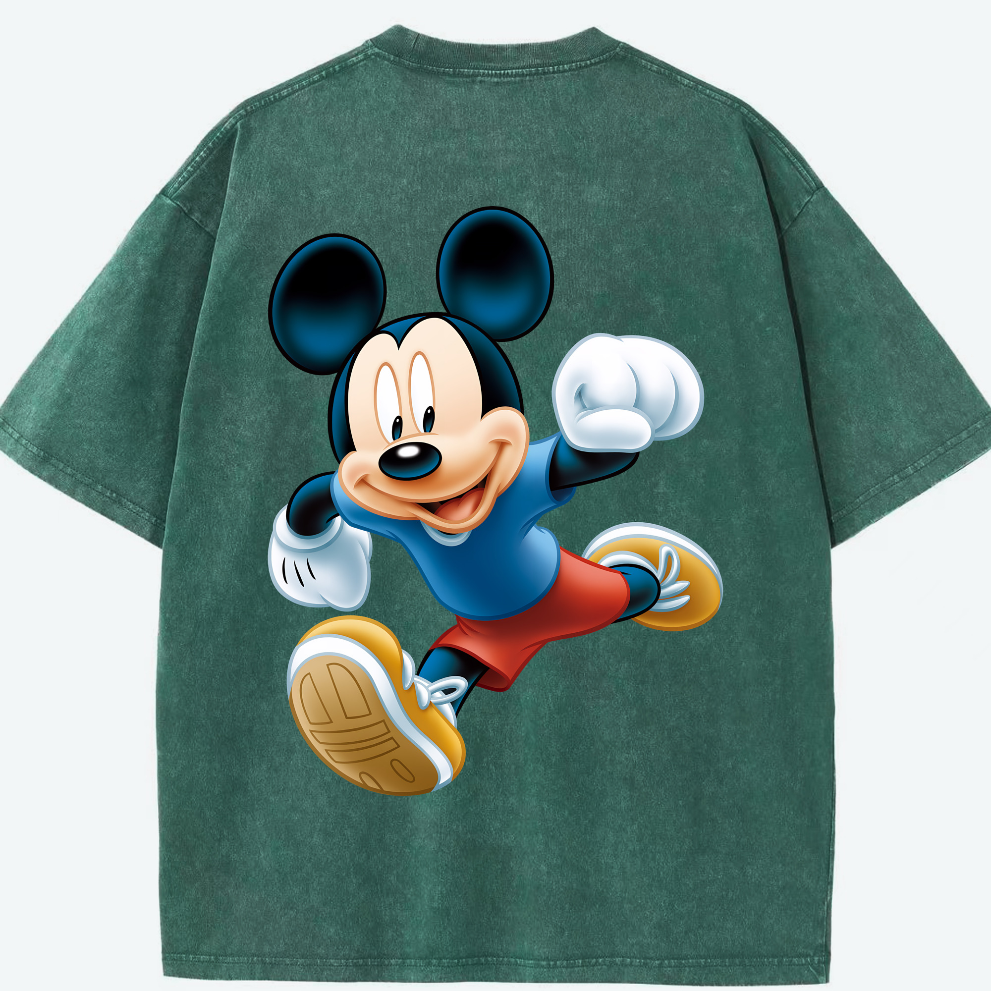 （画像用） ミッキーマウス Mickey Mouse 綿100% ヴィンテージ風 半袖Tシャツ（背面プリント）